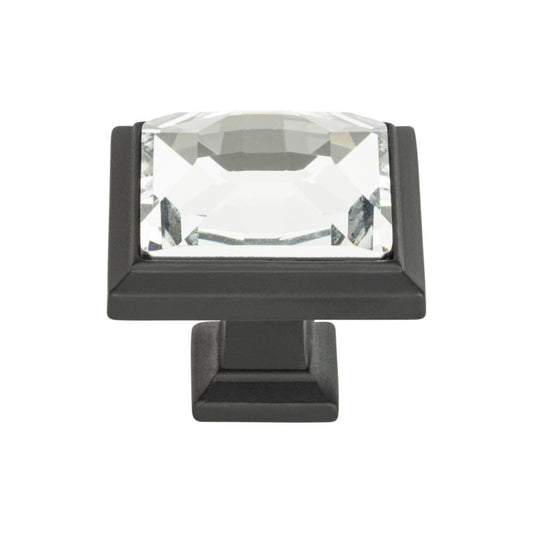 Atlas Legacy Crystal 1 5/16" Length Square Knob (340) - Matte Black