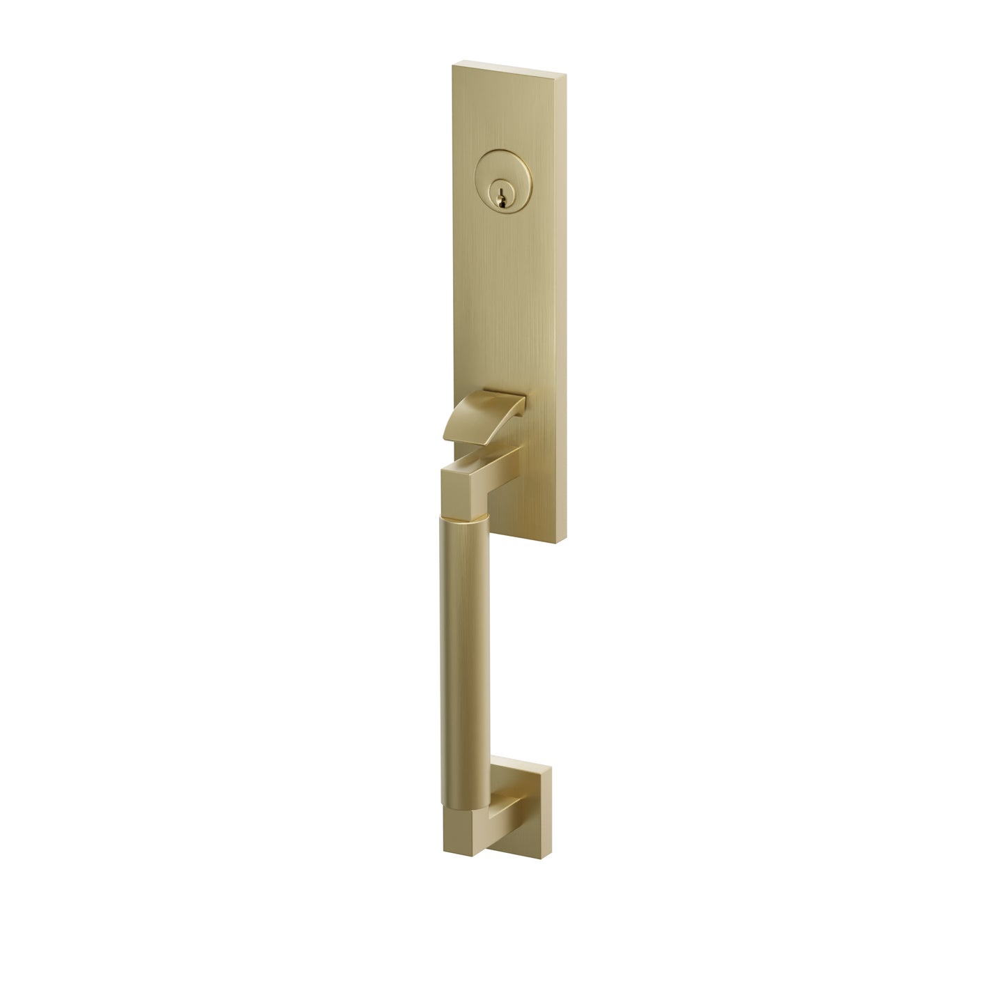Emtek SELECT L-Square Smooth Monolithic Mortise Entrance Handleset – Satin Brass