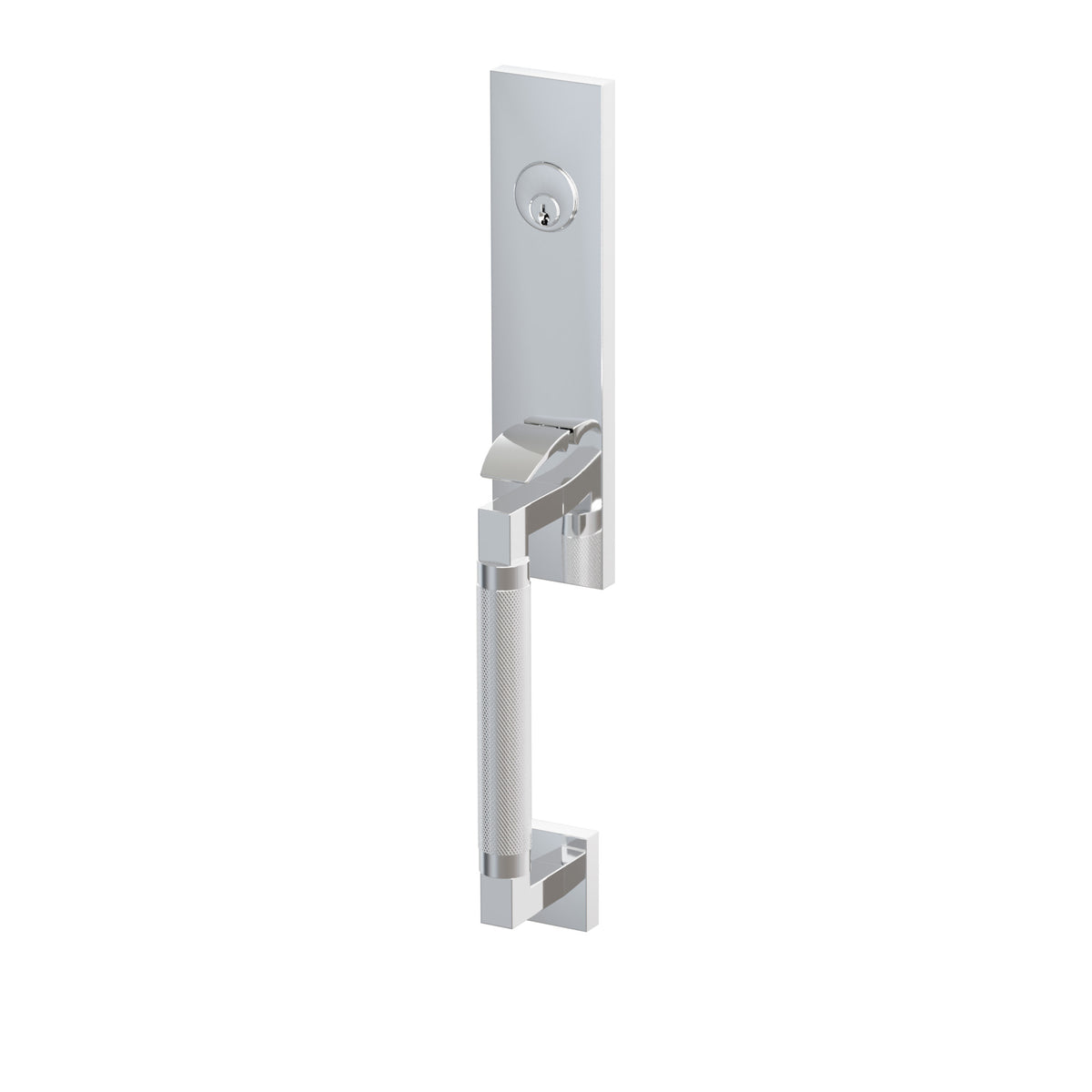 Emtek SELECT L-Square Knurled Monolithic Mortise Entrance Handleset – Polished Chrome