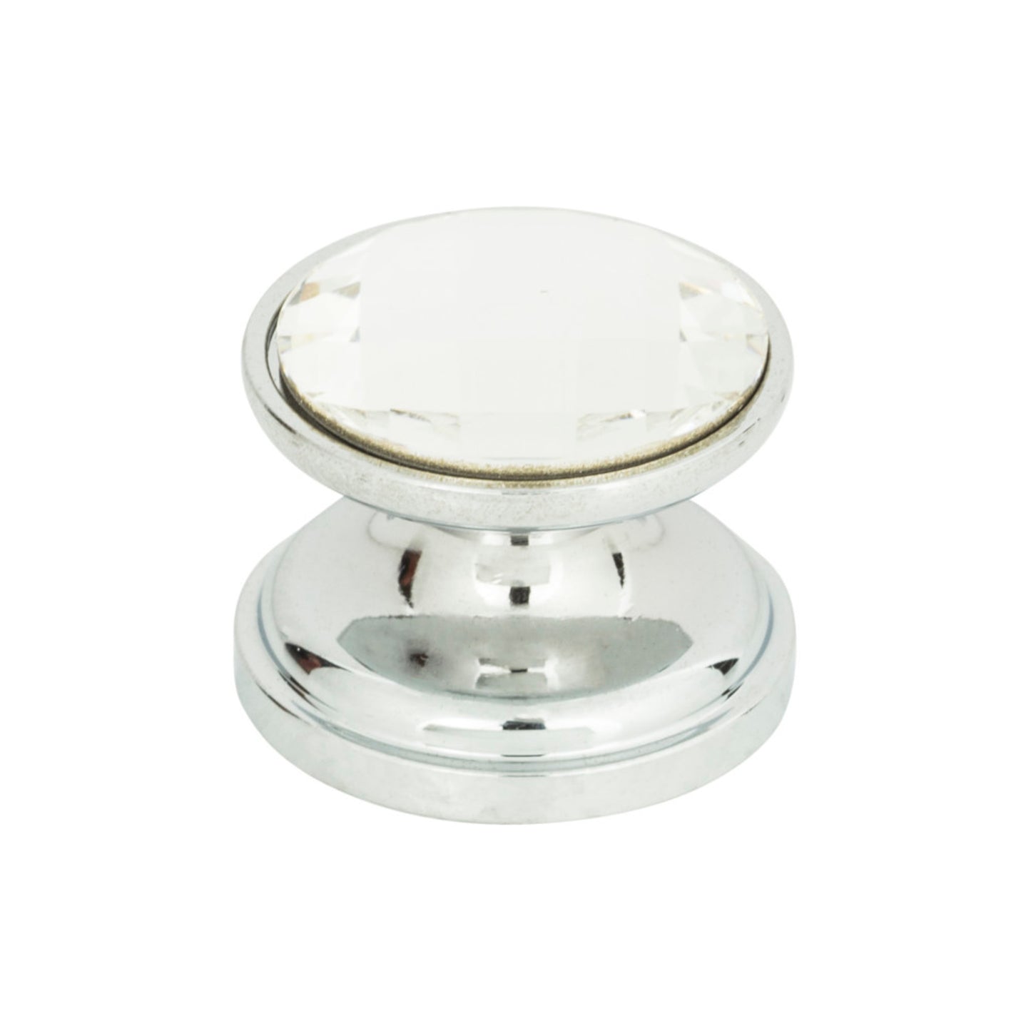 Atlas Crystal Round Knob - Polished Chrome
