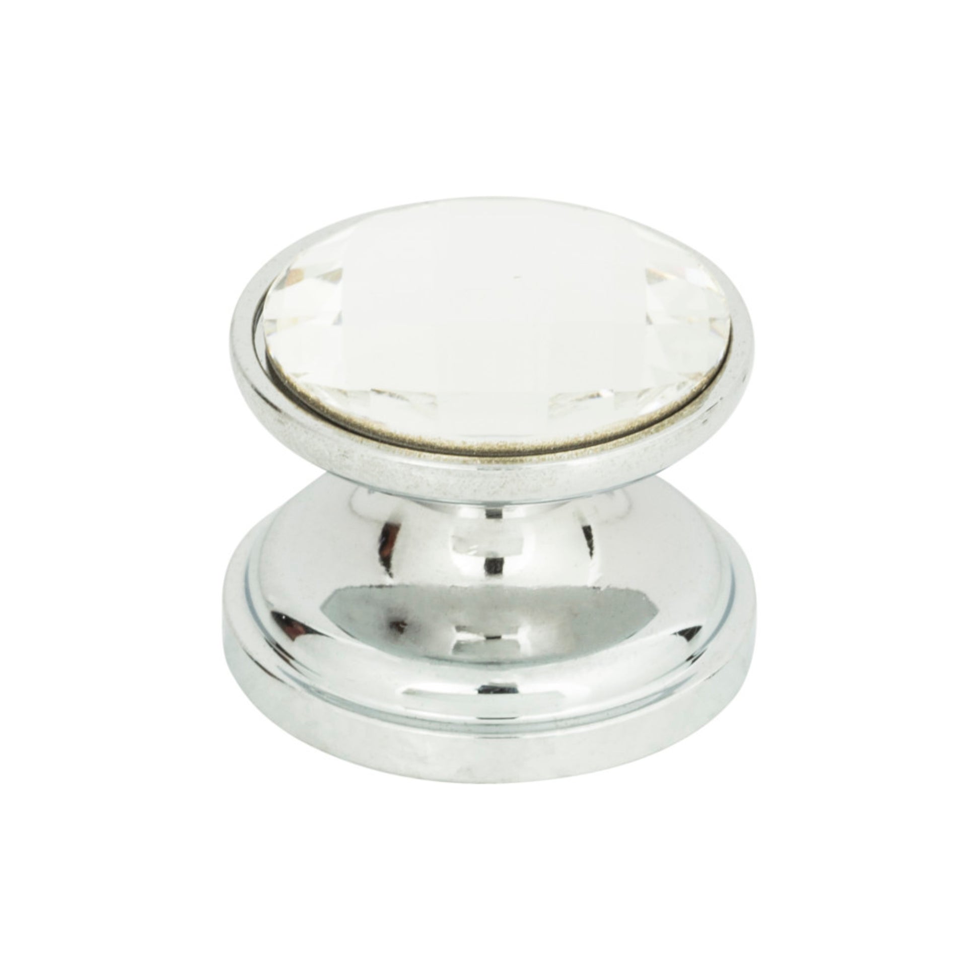 Atlas Crystal Round Knob - Polished Chrome