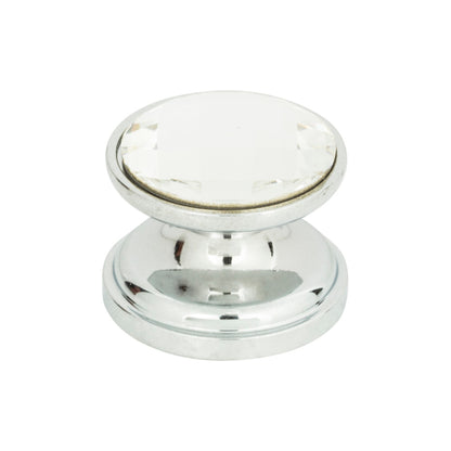Atlas Crystal Round Knob - Polished Chrome