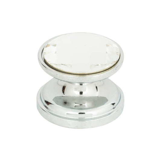 Atlas Crystal Round Knob - Polished Chrome
