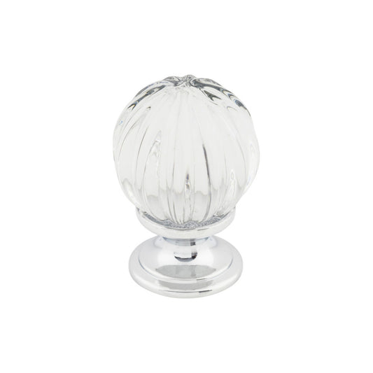 Top Knobs Clear Melon Crystal 1 1/8" Diameter Round Knob - Polished Chrome