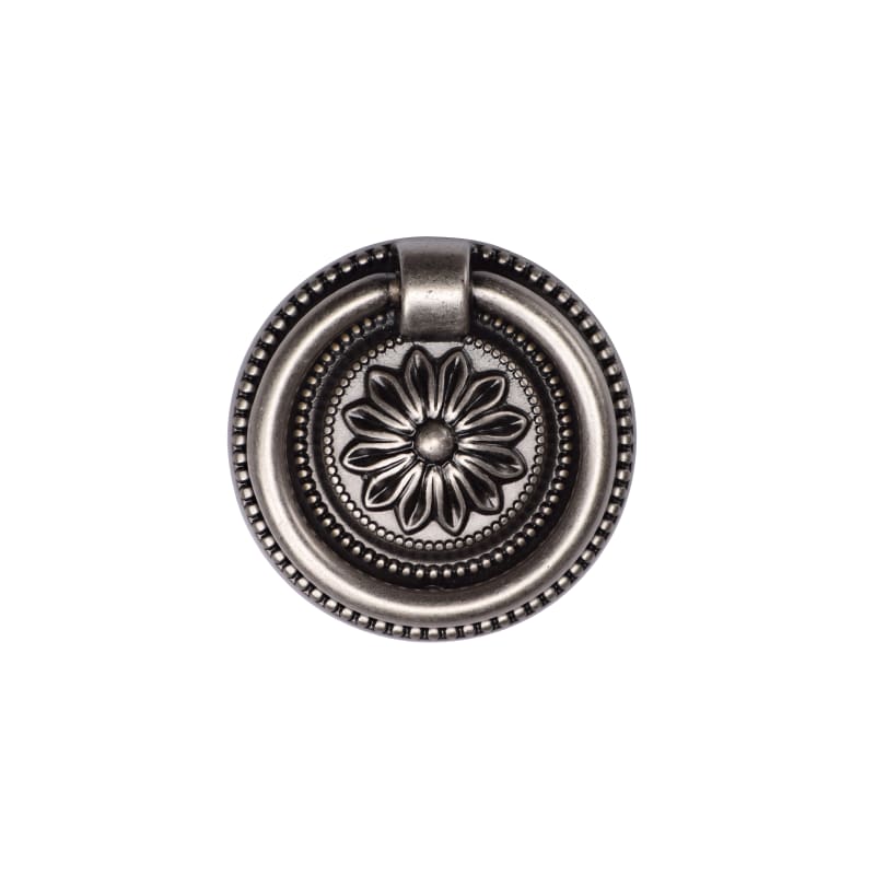 Ashley Norton Floral European Ring Pull - 2 1/8" Dia. - Distressed Pewter