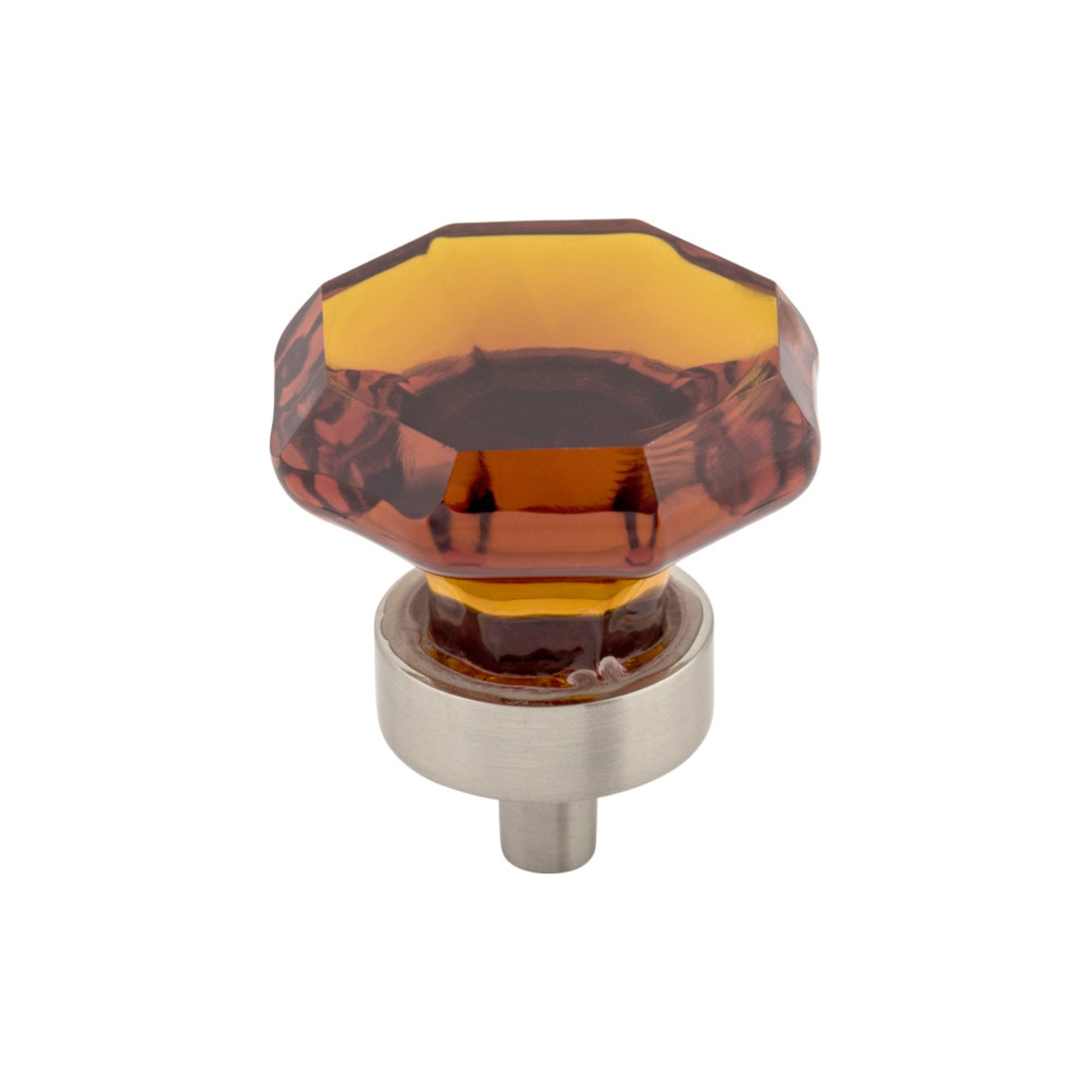 Top Knobs Wine Octagon Crystal Round Knob - Brushed Satin Nickel