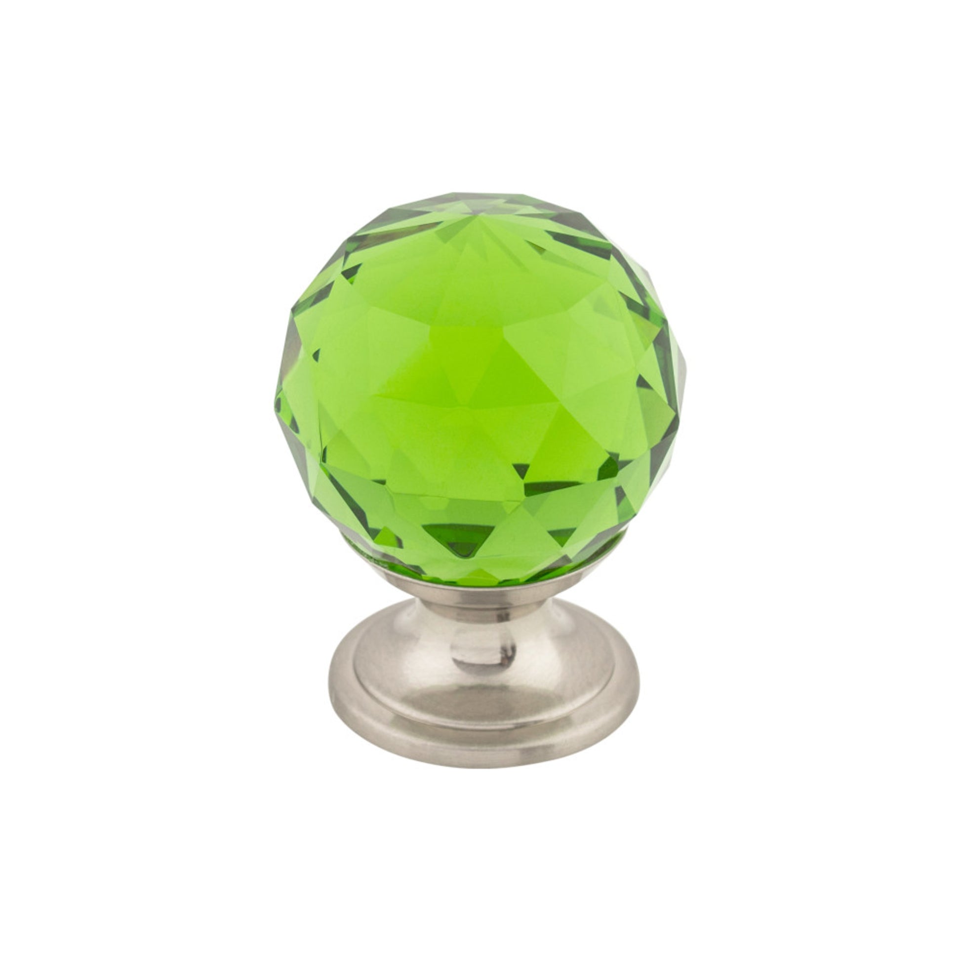 Top Knobs Green Crystal Round Knob - 1 1/8" Dia. - Brushed Satin Nickel