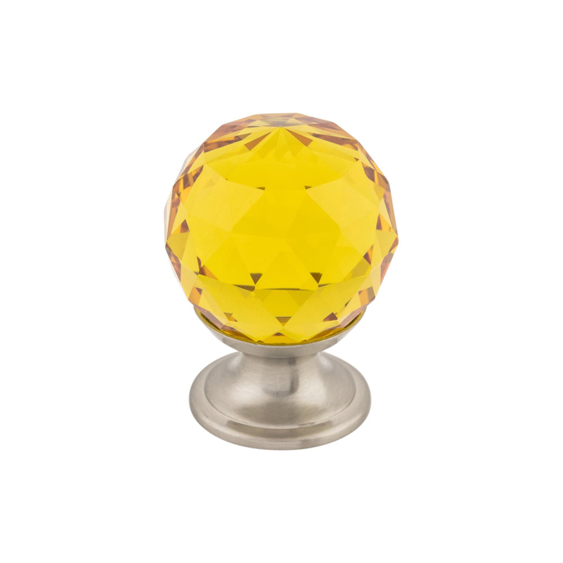 Top Knobs Amber Crystal Round Knob - 1 1/8" Dia. - Brushed Satin Nickel