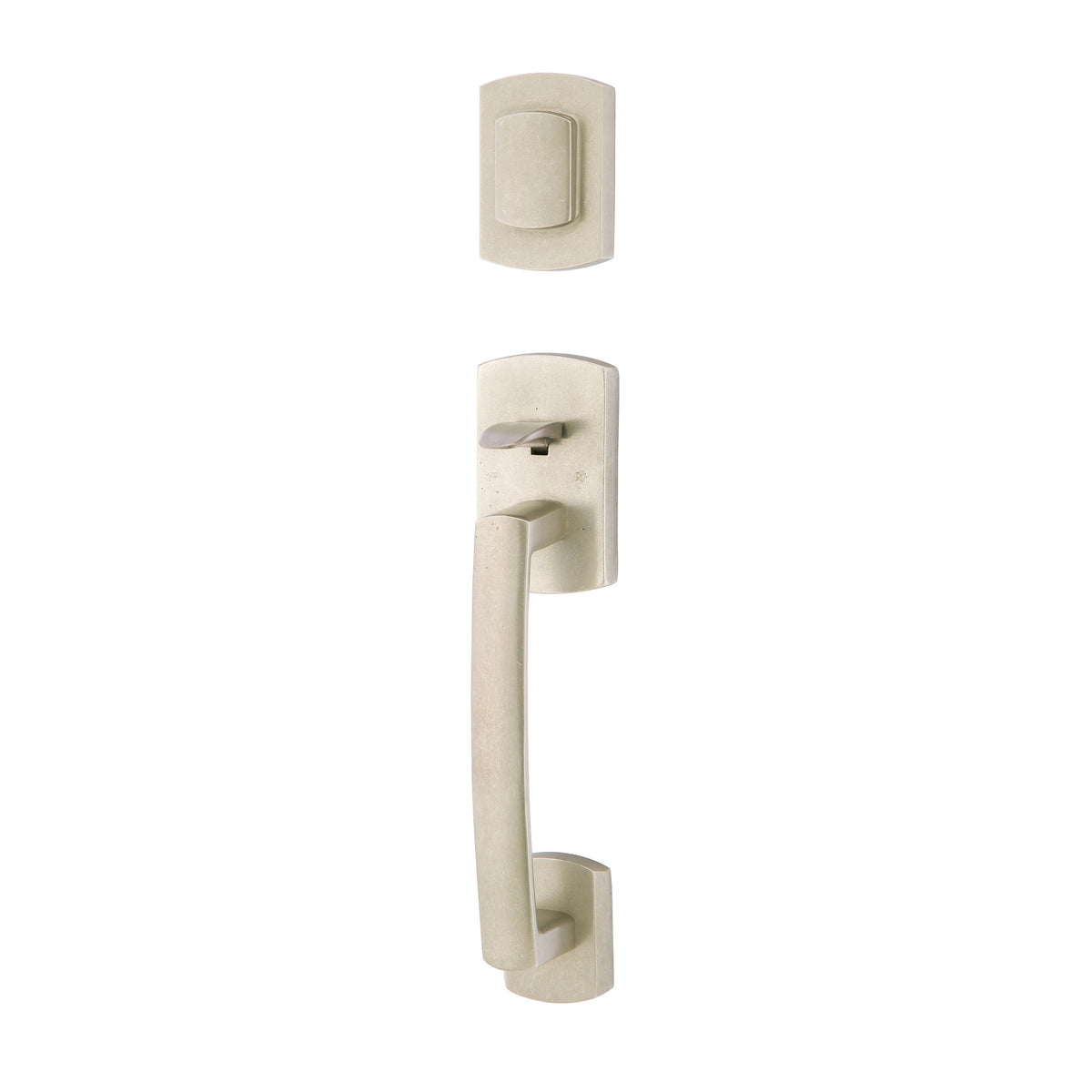 Ridgemont Grip-by-Grip Entrance Handleset – Tumbled White Bronze
