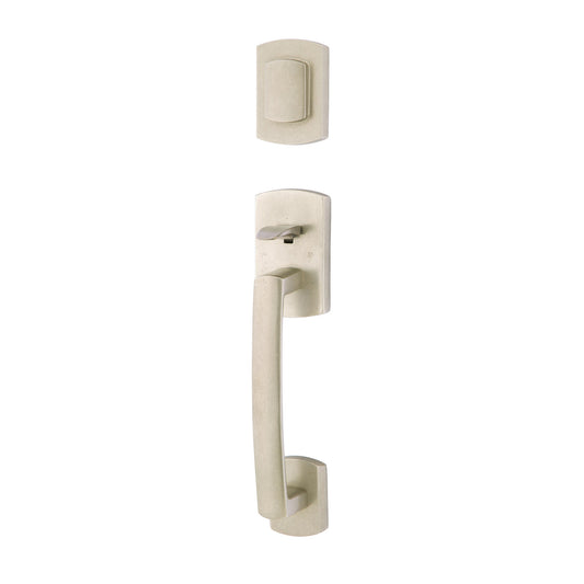 Ridgemont Grip-by-Grip Entrance Handleset – Tumbled White Bronze