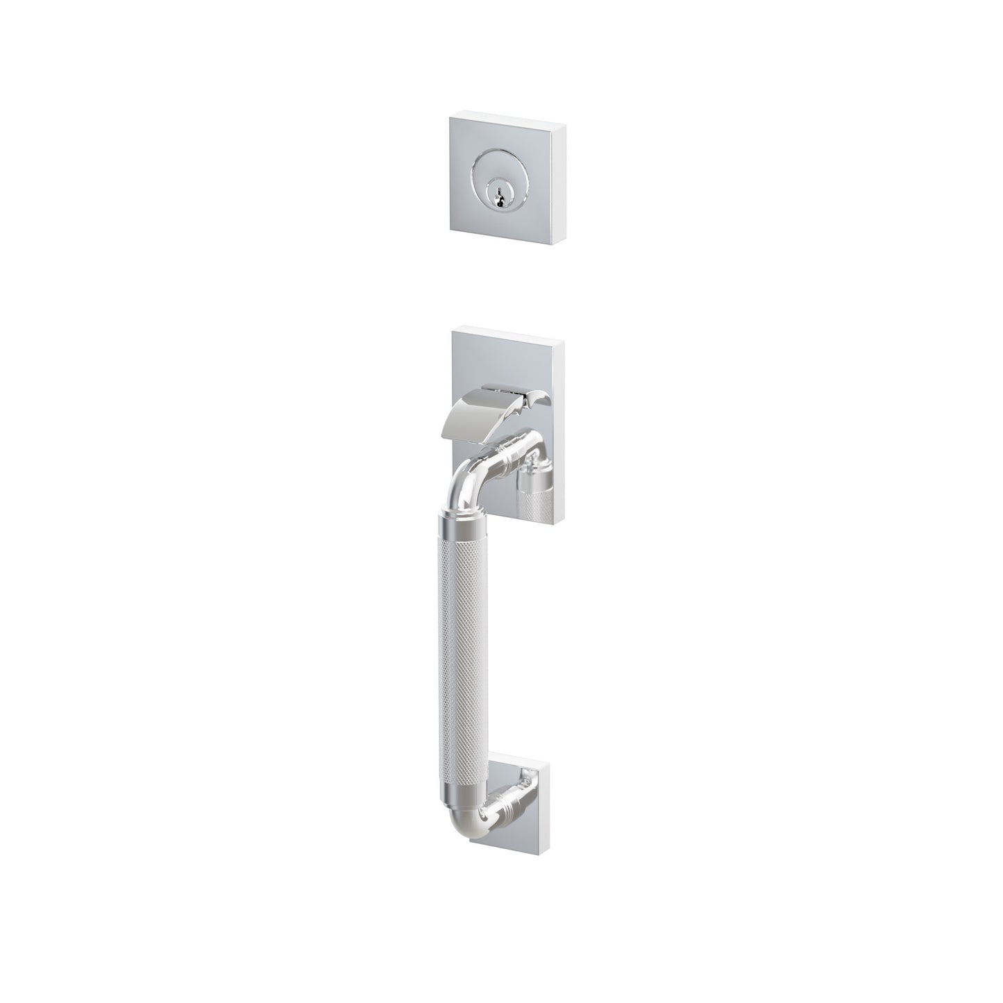 Emtek SELECT R-Bar Knurled Sectional Entrance Handleset – Polished Chrome