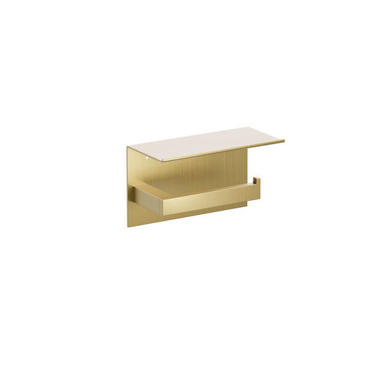 Emtek Modern Rectangular Brass Paper Holder - Single Post with Shelf shown in US7