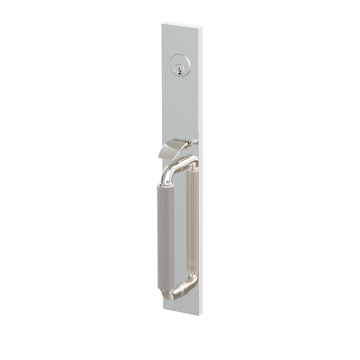 Emtek SELECT R-Bar Straight Knurled Full Length Entrance Handleset – Polished Nickel