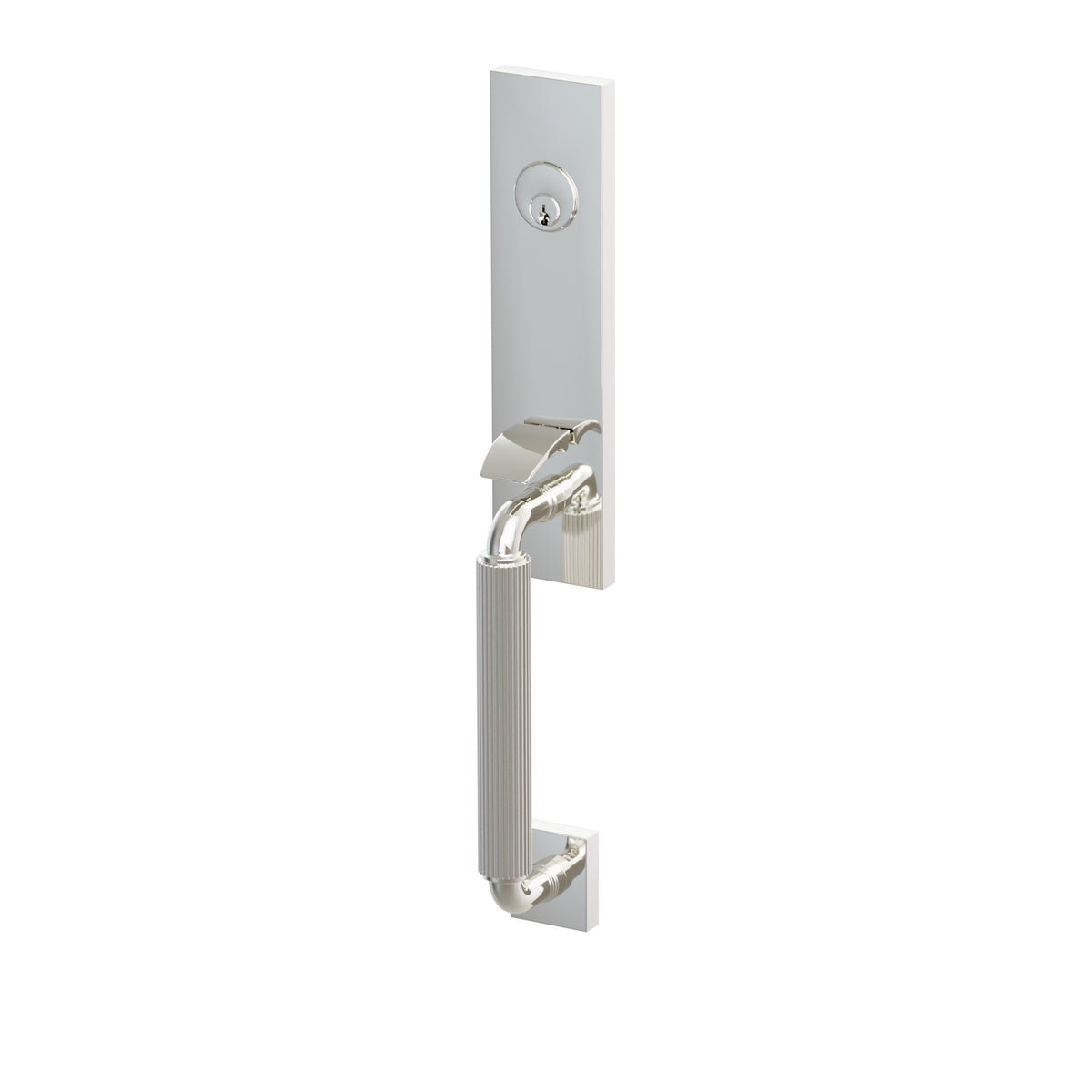 Emtek SELECT R-Bar Straight Knurled Monolithic Entrance Handleset – Polished Nickel