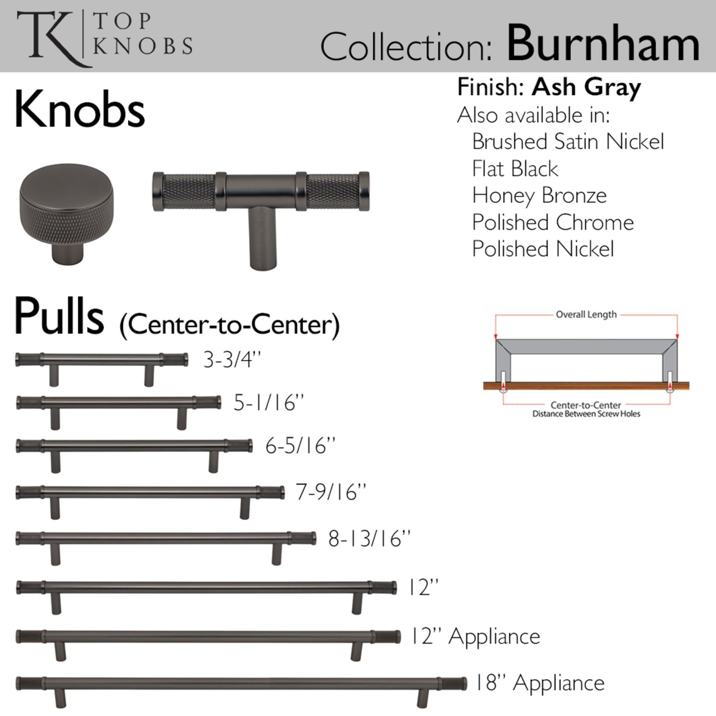 Top Knobs Burnham Length Round Knob