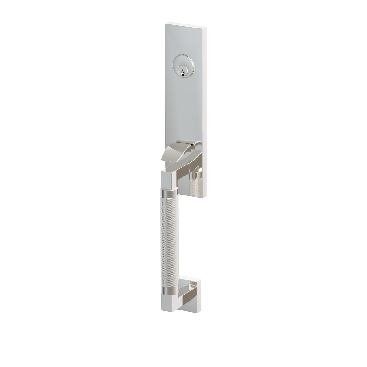 Emtek SELECT L-Square Knurled Monolithic Entrance Handleset – Polished Nickel