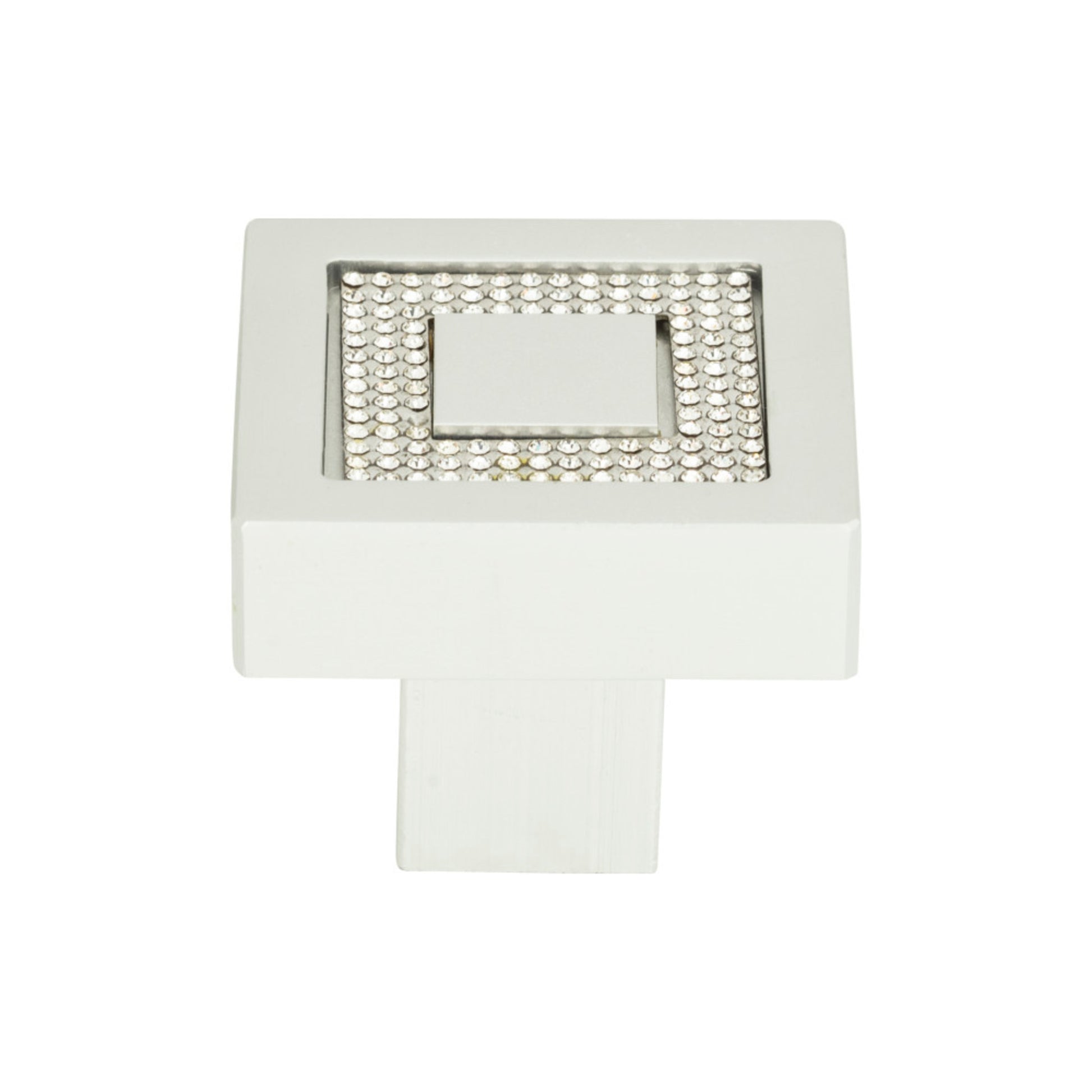 Atlas Crystal 1 3/8" Length Square Knob (3192) - Matte Chrome