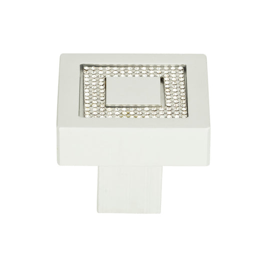 Atlas Crystal 1 3/8" Length Square Knob (3192) - Matte Chrome