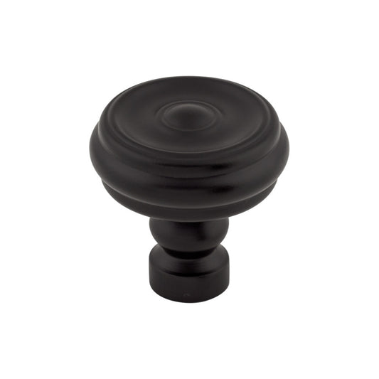 Top Knobs Brixton Button 1 1/4" Diameter Round Knob - Flat Black