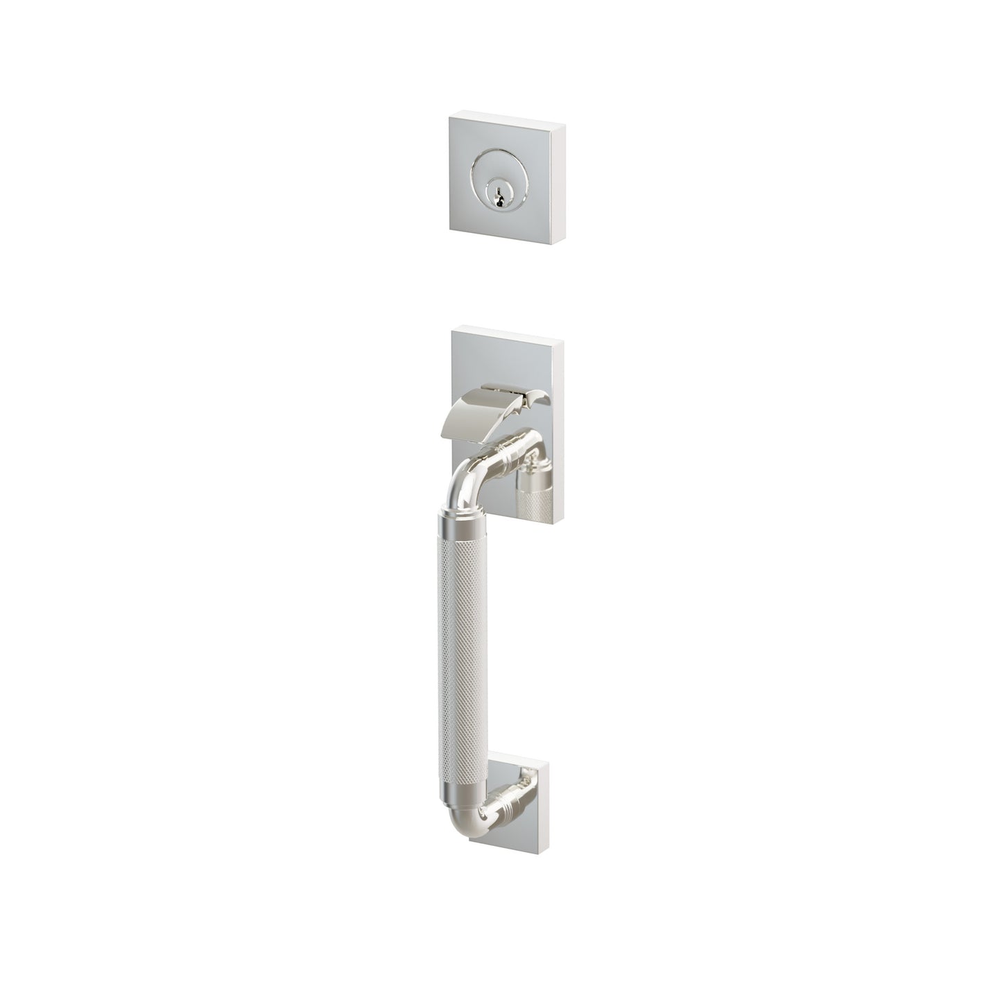 Emtek SELECT R-Bar Knurled Sectional Entrance Handleset – Polished Nickel