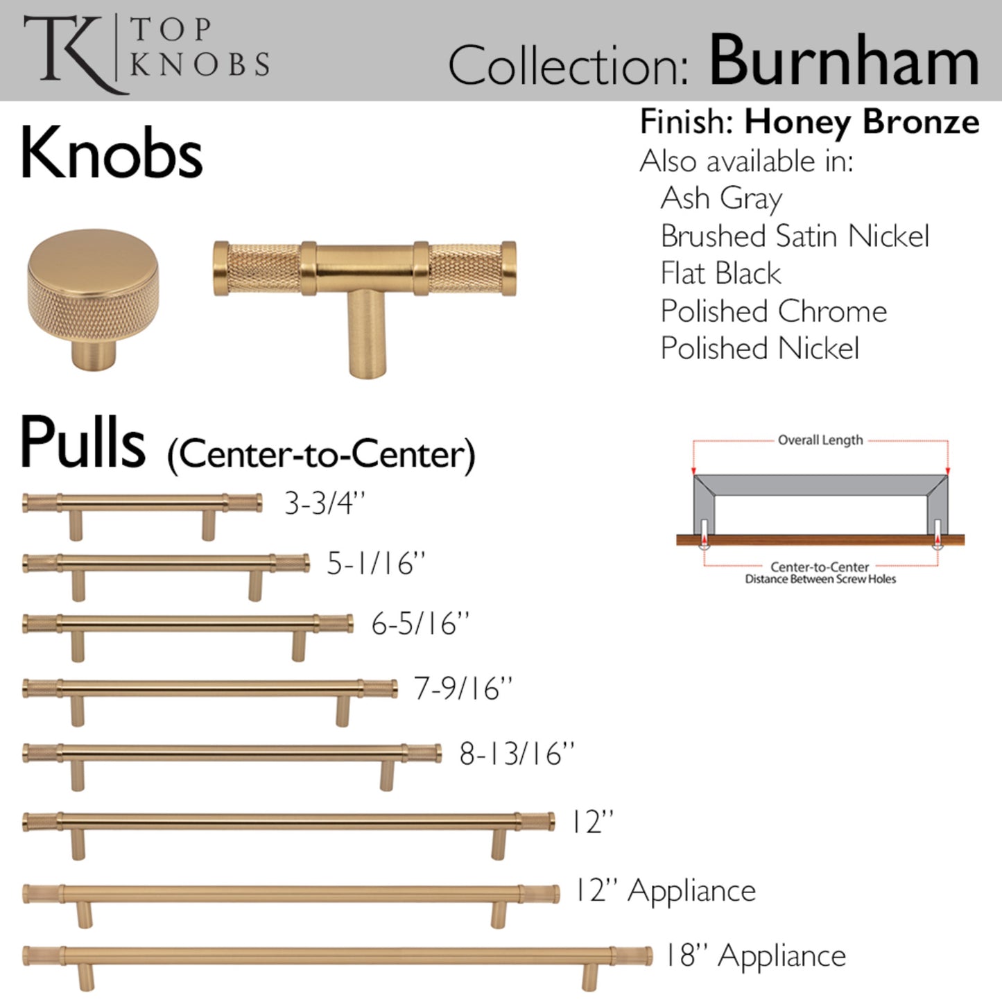 Top Knobs Burnham Length Round Knob