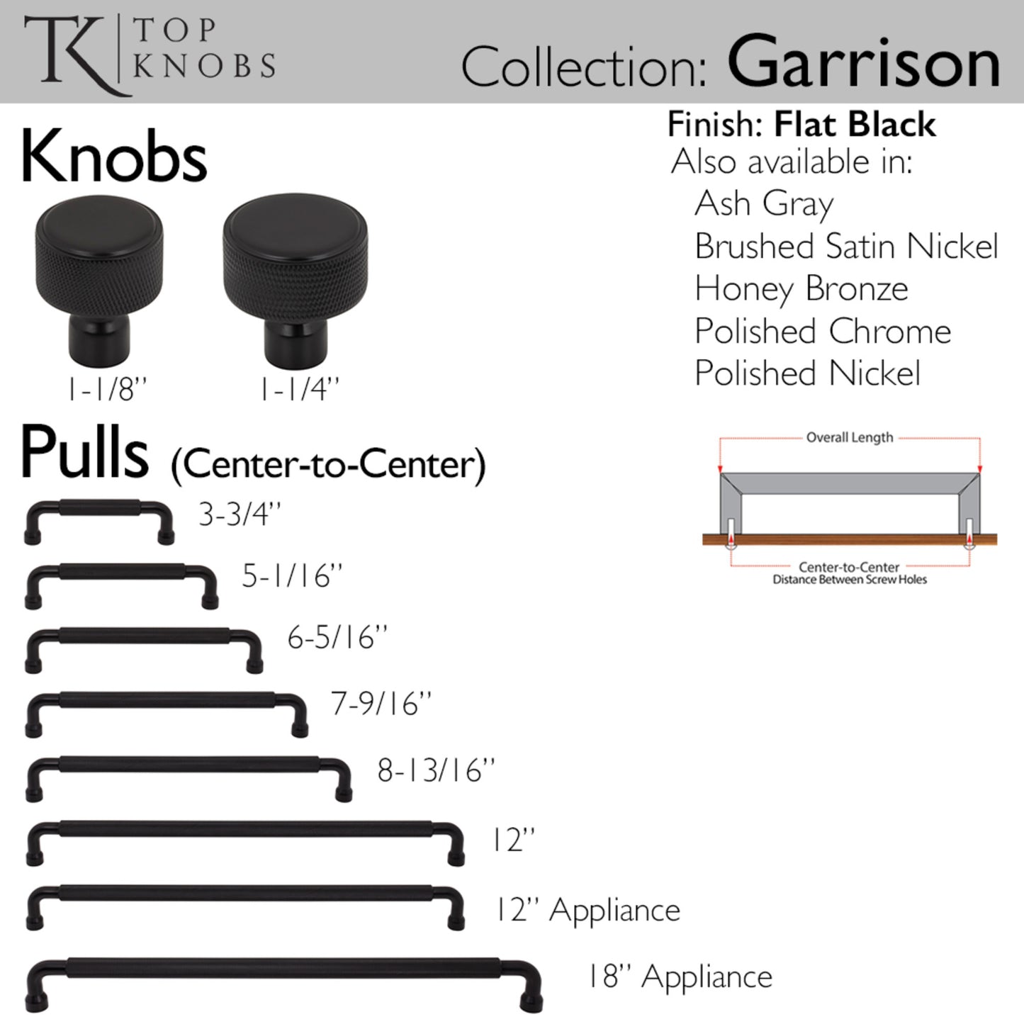 Top Knobs Garrison Length Round Knob