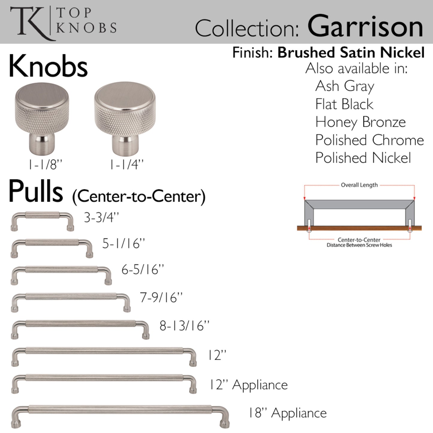 Top Knobs Garrison Length Round Knob