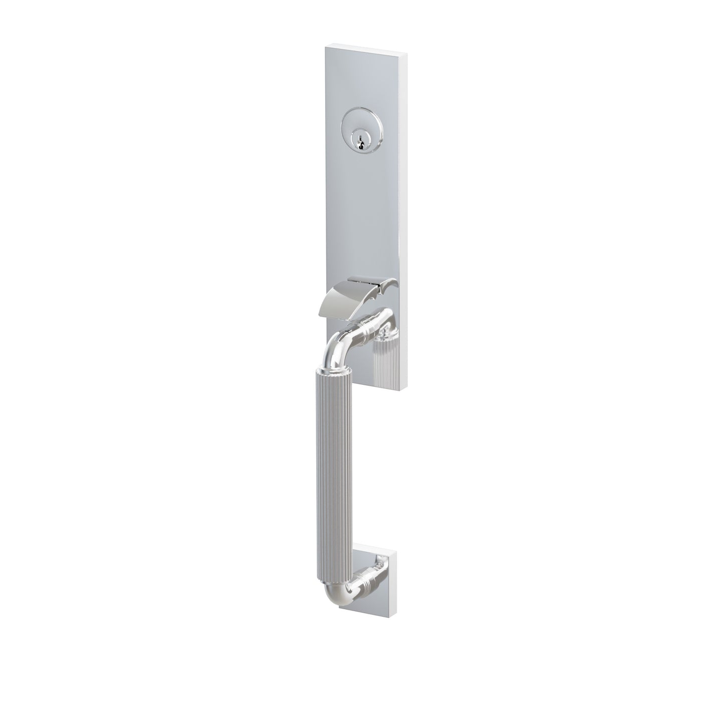 Emtek SELECT R-Bar Straight Knurled Monolithic Entrance Handleset – Polished Chrome
