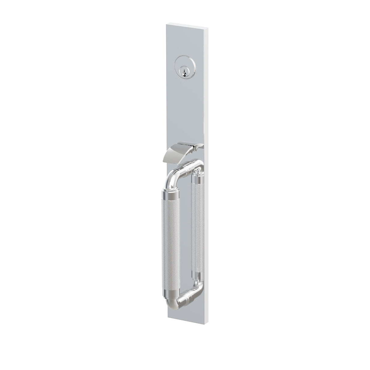 Emtek SELECT R-Bar Knurled Full Length Mortise Entrance Handleset – Polished Chrome