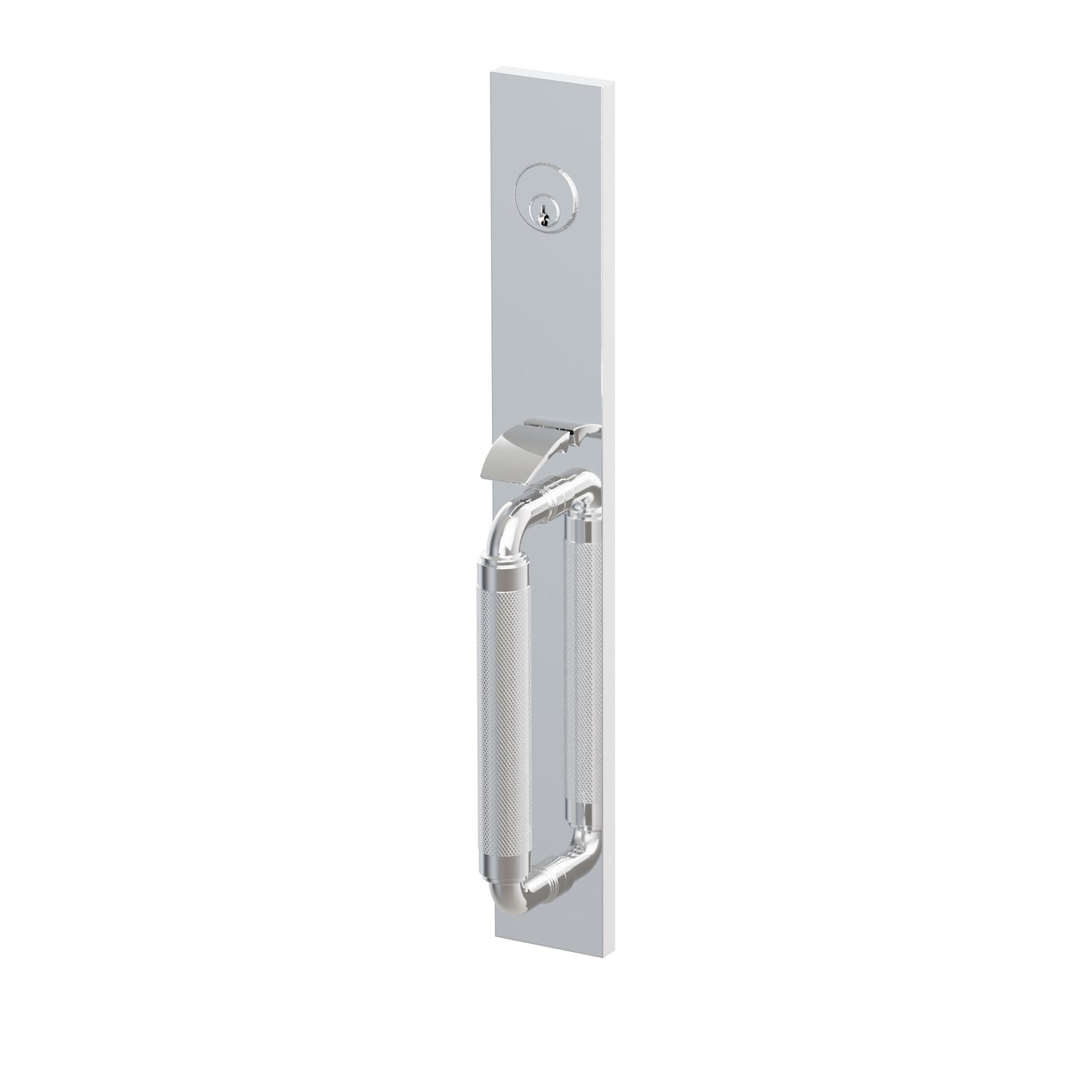 Emtek SELECT R-Bar Knurled Full Length Entrance Handleset – Polished Chrome