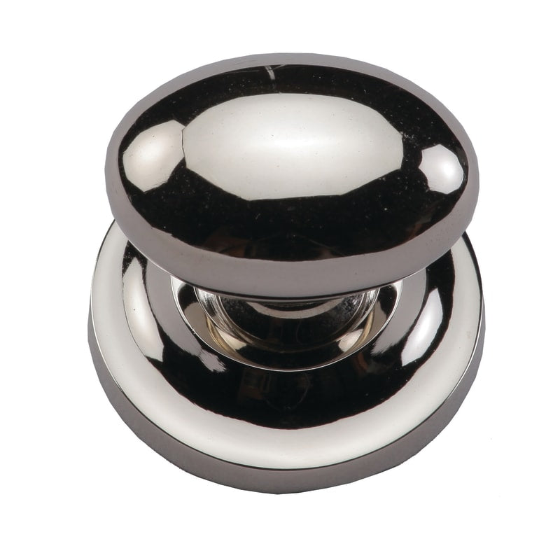 Ashley Norton Egg Cabinet Knob on Rose - 1 1/4" Dia. - Polished Nickel