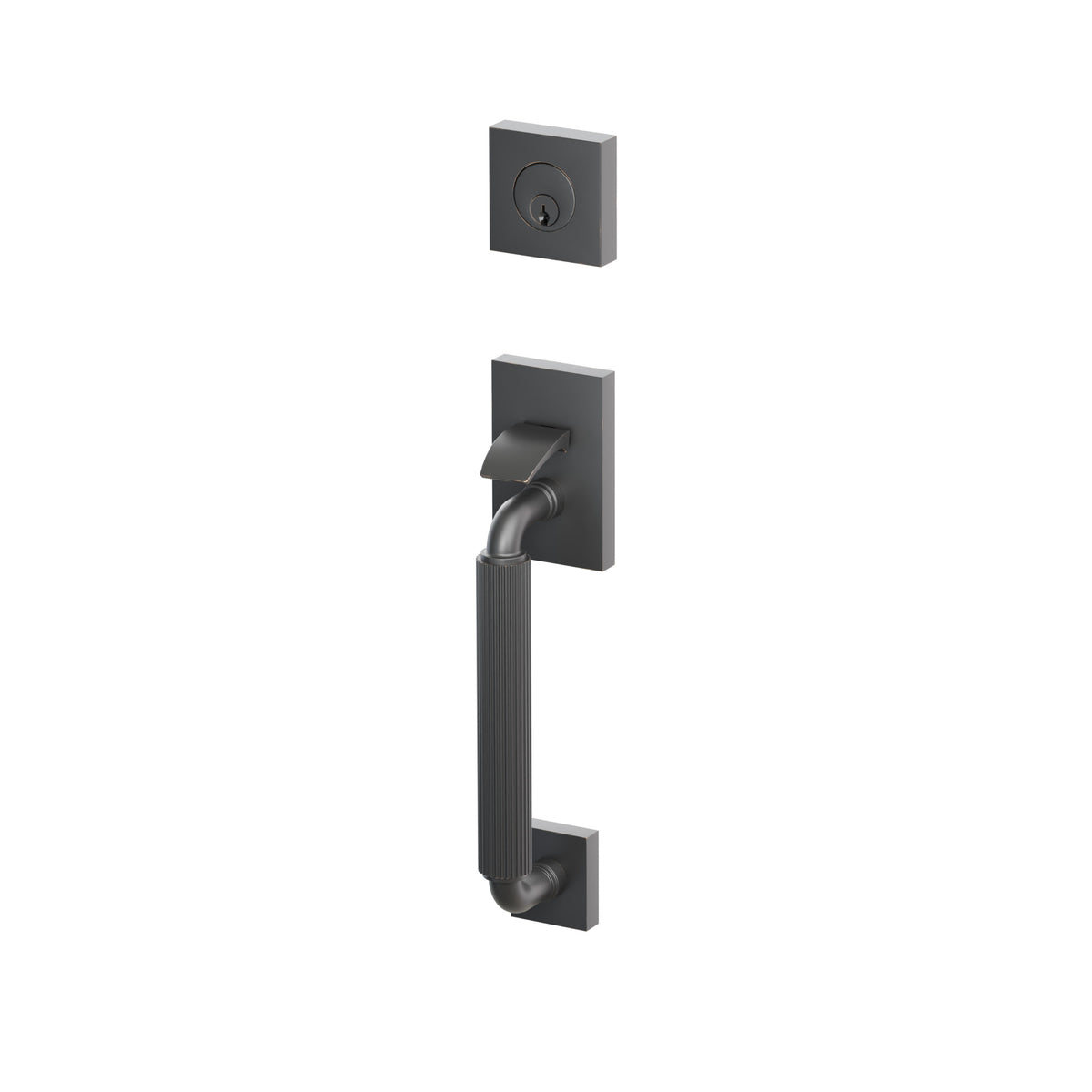 Emtek SELECT R-Bar Straight Knurled Sectional Entrance Handleset – Oil Rubbed Bronze